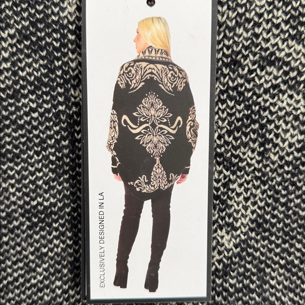MaxSport Stylish Knit Patterned Cascade Open Front Cardigan Sweater Size S/M - Picture 7 of 11